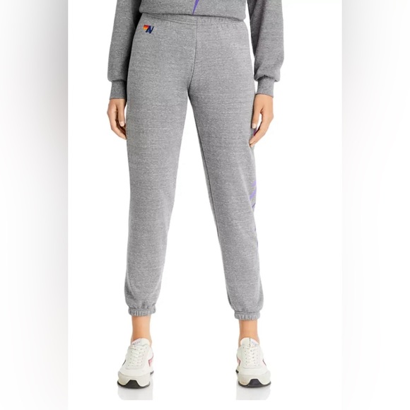 Aviator Nation Pants - New Aviator Nation Bolt Fade Sweatpants in Heather Grey/ Pink Purple